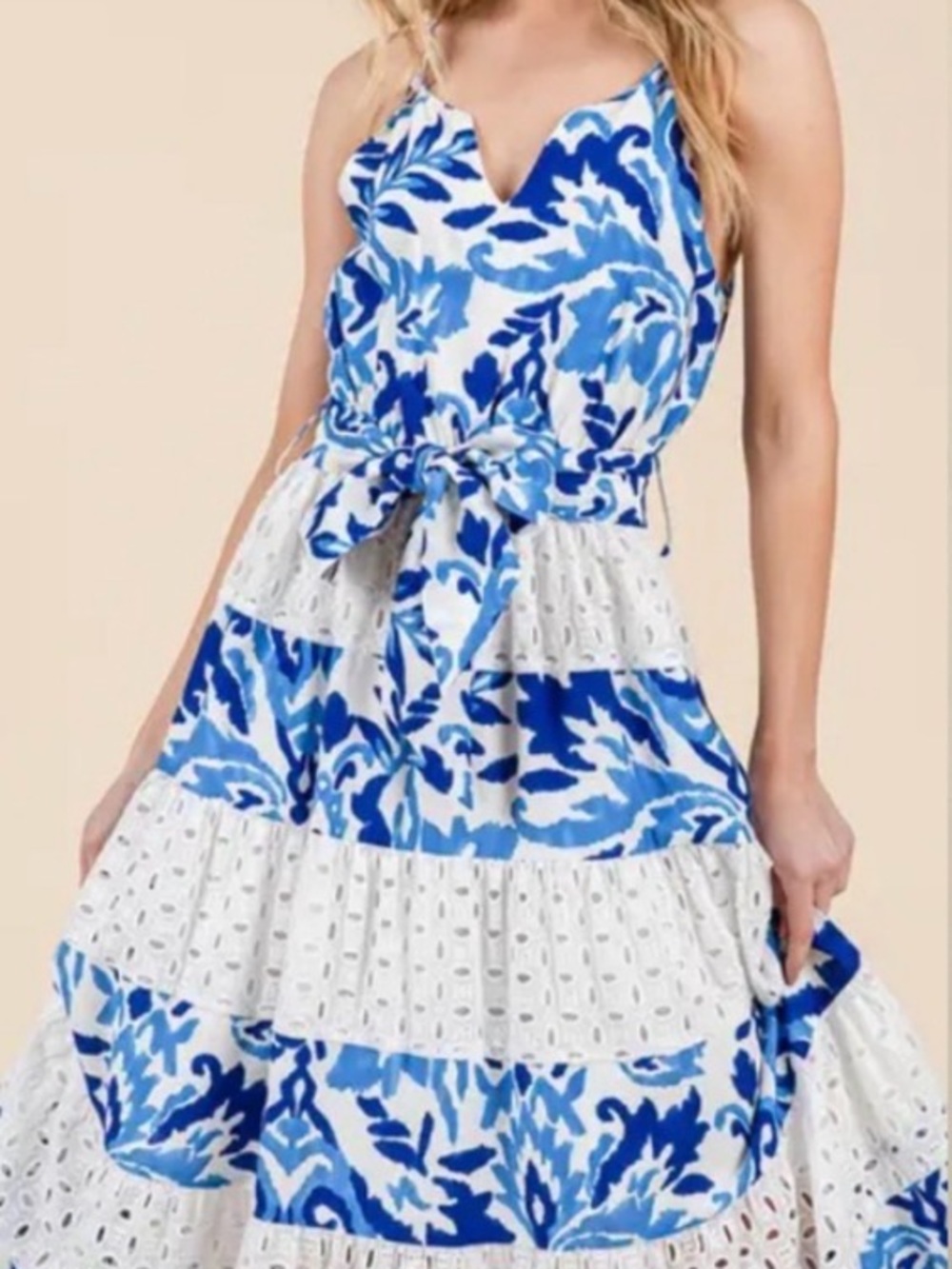 Lovelo Off White Abstract Print Sleeveless Maxi Dress